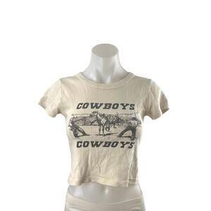 Brandy Melville Ashlyn Cowboys Graphic Short Sleeve Crop Basic Tee T-Shirt Top S